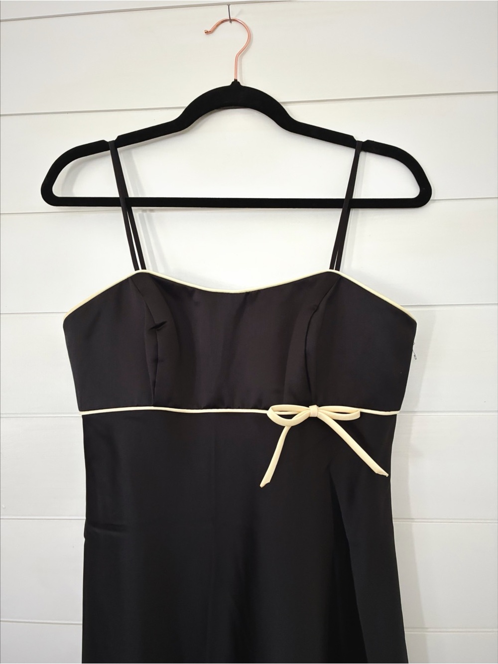 90’s / Y2K Alfred Angelo Black & Butter Bow Midi Dress - Picture 4 of 9